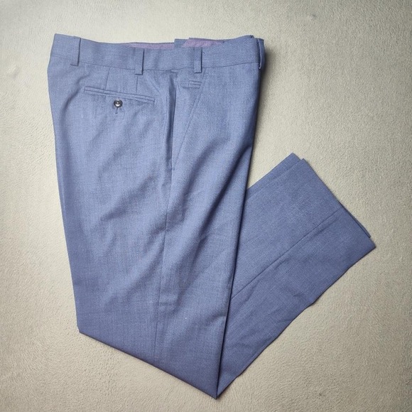 Ted Baker Jerome Dress Pants Mens 36x32 Regular Blue Wool Blend Tailored Formal - Picture 1 of 15